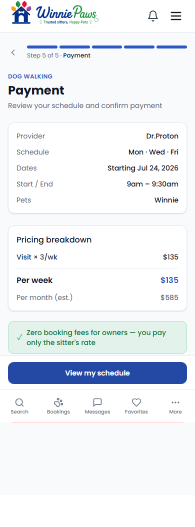 Payment review step of the recurring scheduler