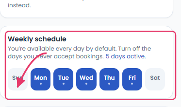 Weekly schedule day toggles
