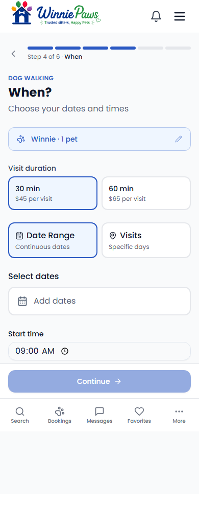 When step of the booking wizard