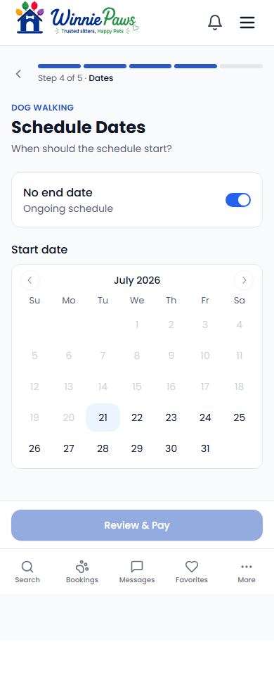 Schedule dates step of the recurring scheduler