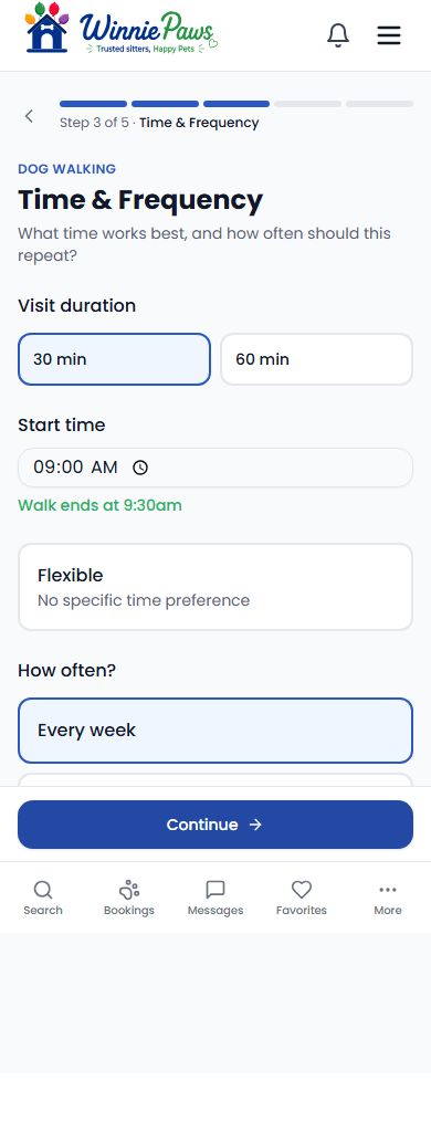 Time and frequency step of the recurring scheduler